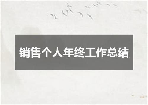 销售个人年终工作总结