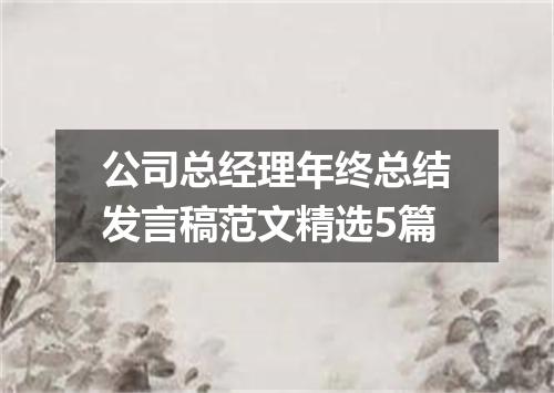 公司总经理年终总结发言稿范文精选5篇