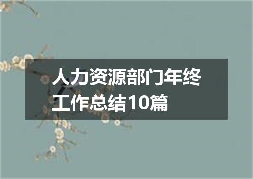 人力资源部门年终工作总结10篇