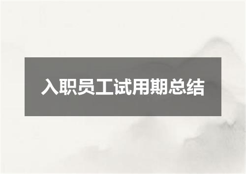 入职员工试用期总结