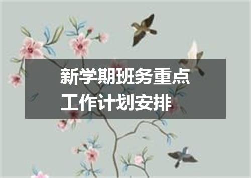 新学期班务重点工作计划安排