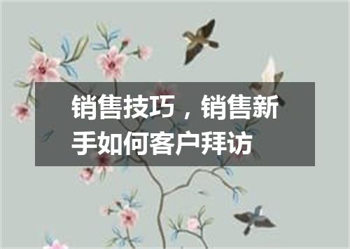 销售技巧，销售新手如何客户拜访
