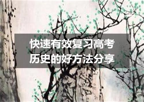 快速有效复习高考历史的好方法分享