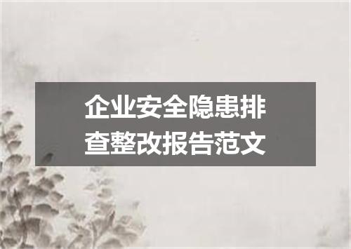 企业安全隐患排查整改报告范文