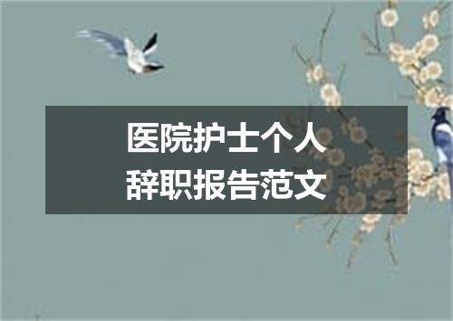 医院护士个人辞职报告范文