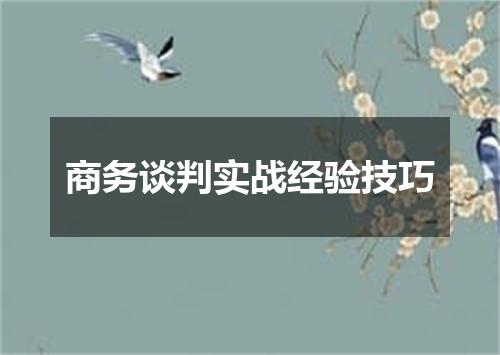 商务谈判实战经验技巧