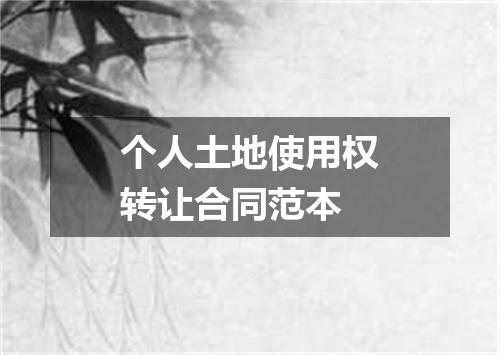 个人土地使用权转让合同范本