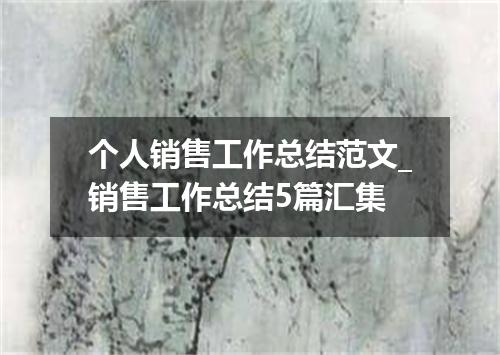 个人销售工作总结范文_销售工作总结5篇汇集