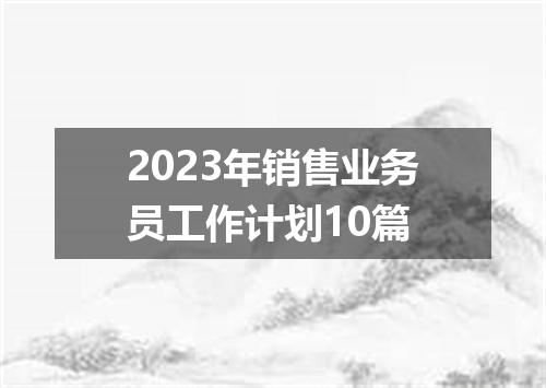 2023年销售业务员工作计划10篇