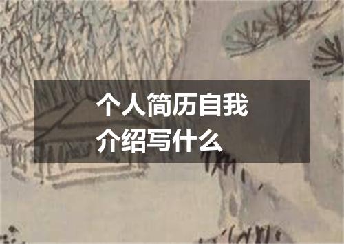个人简历自我介绍写什么