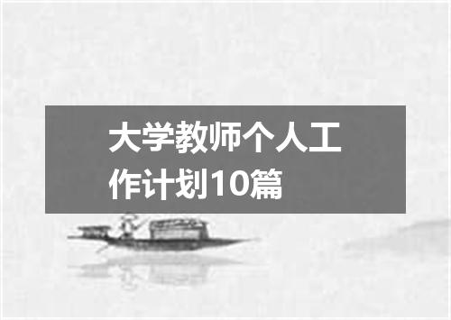 大学教师个人工作计划10篇