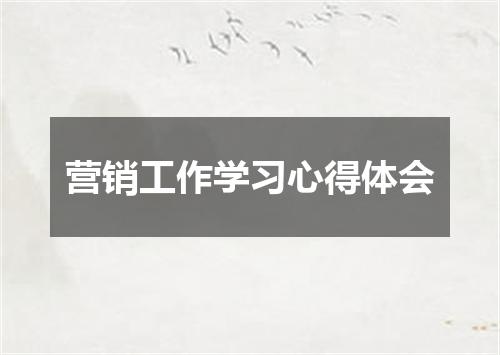 营销工作学习心得体会