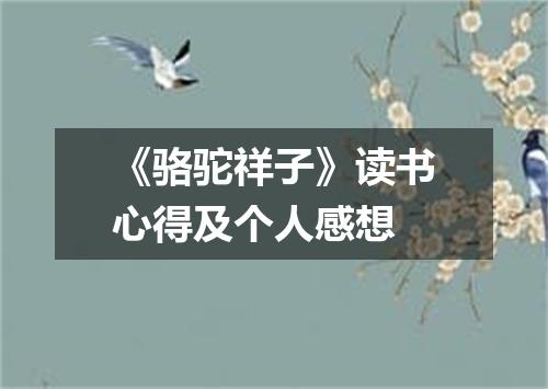 《骆驼祥子》读书心得及个人感想