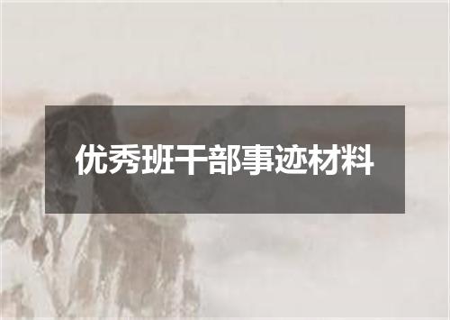 优秀班干部事迹材料