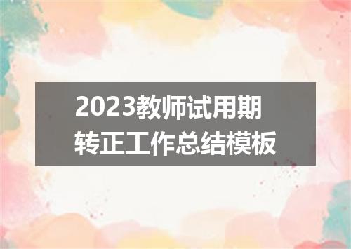 2023教师试用期转正工作总结模板