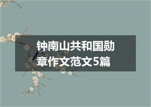钟南山共和国勋章作文范文5篇