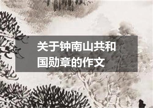 关于钟南山共和国勋章的作文