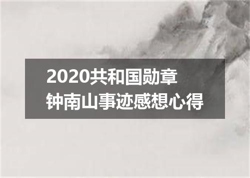 2020共和国勋章钟南山事迹感想心得