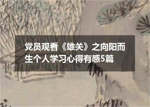 党员观看《雄关》之向阳而生个人学习心得有感5篇