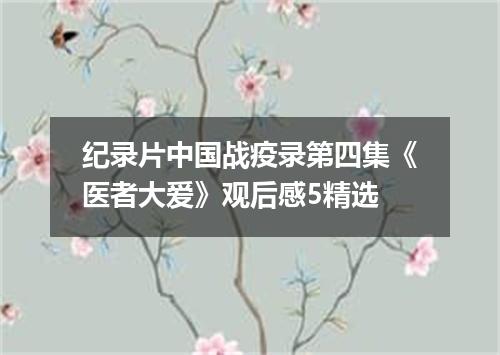纪录片中国战疫录第四集《医者大爱》观后感5精选