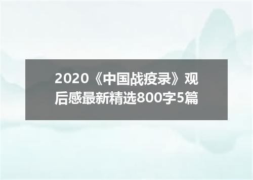 2020《中国战疫录》观后感最新精选800字5篇