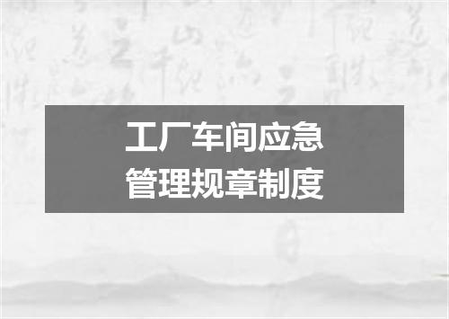 工厂车间应急管理规章制度