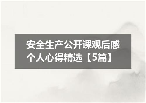 安全生产公开课观后感个人心得精选【5篇】