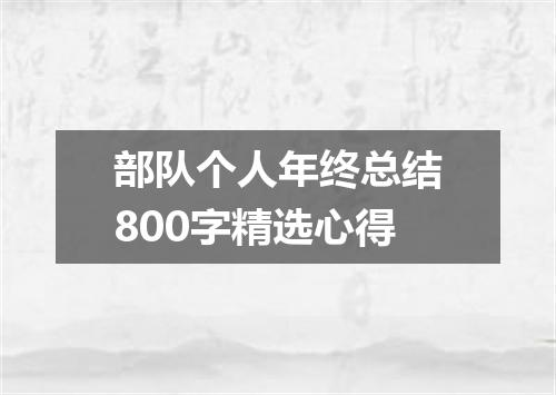 部队个人年终总结800字精选心得