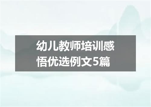 幼儿教师培训感悟优选例文5篇