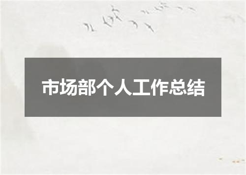 市场部个人工作总结