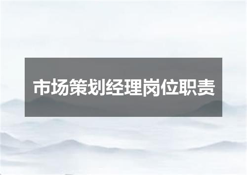 市场策划经理岗位职责