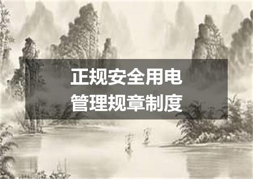 正规安全用电管理规章制度