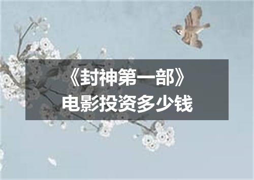 《封神第一部》电影投资多少钱
