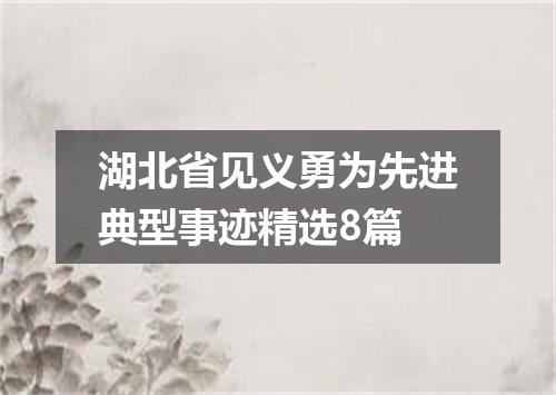 湖北省见义勇为先进典型事迹精选8篇