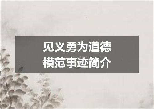 见义勇为道德模范事迹简介