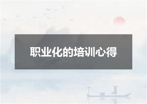 职业化的培训心得