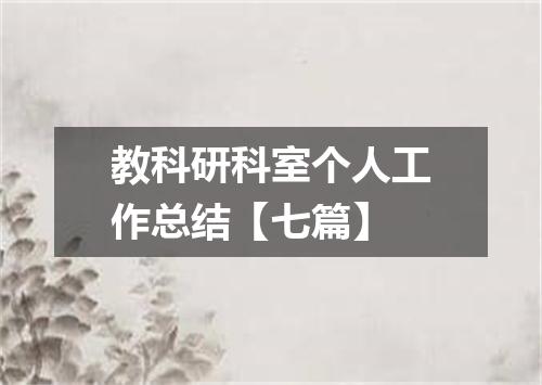 教科研科室个人工作总结【七篇】