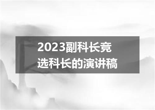 2023副科长竞选科长的演讲稿
