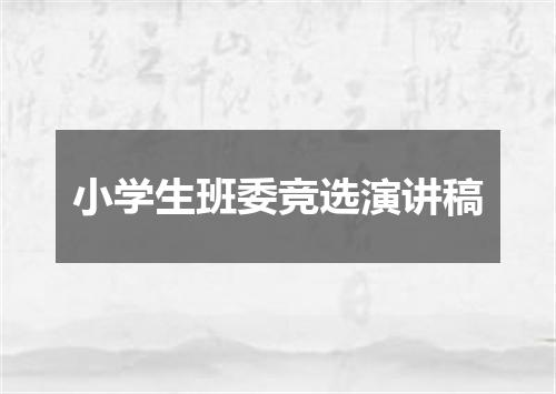 小学生班委竞选演讲稿