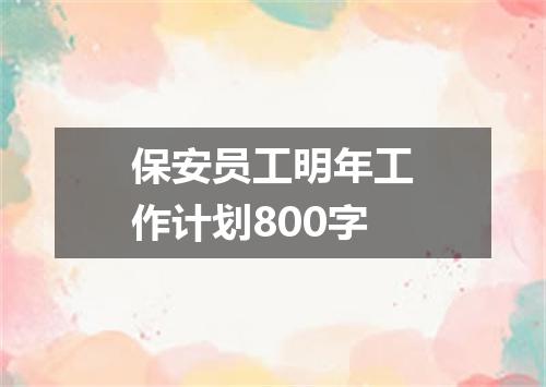保安员工明年工作计划800字