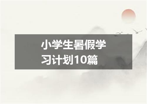 小学生暑假学习计划10篇