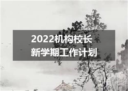 2022机构校长新学期工作计划