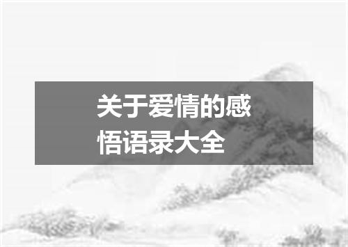 关于爱情的感悟语录大全