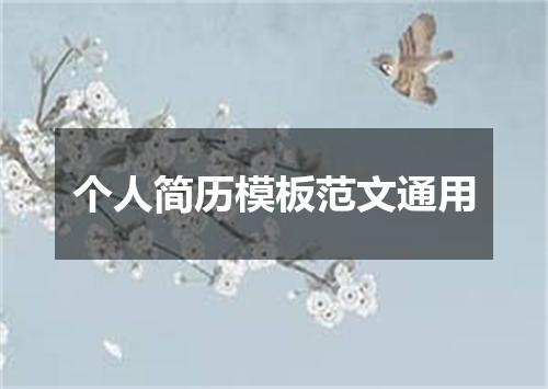个人简历模板范文通用