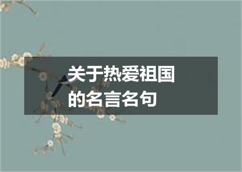 关于热爱祖国的名言名句