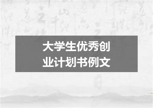 大学生优秀创业计划书例文