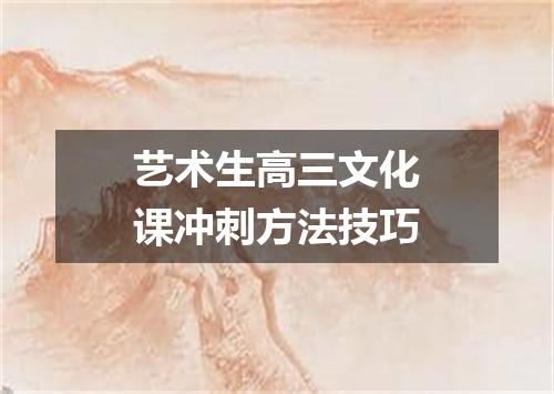 艺术生高三文化课冲刺方法技巧