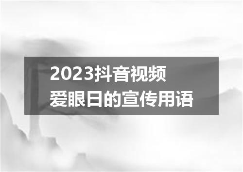 2023抖音视频爱眼日的宣传用语