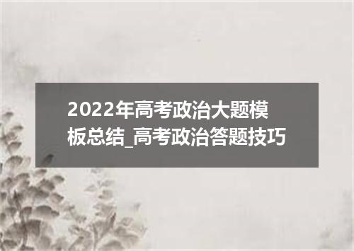2022年高考政治大题模板总结_高考政治答题技巧
