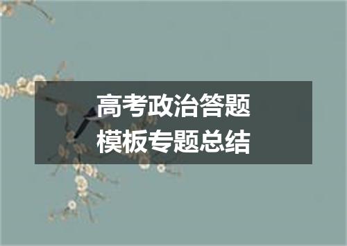 高考政治答题模板专题总结